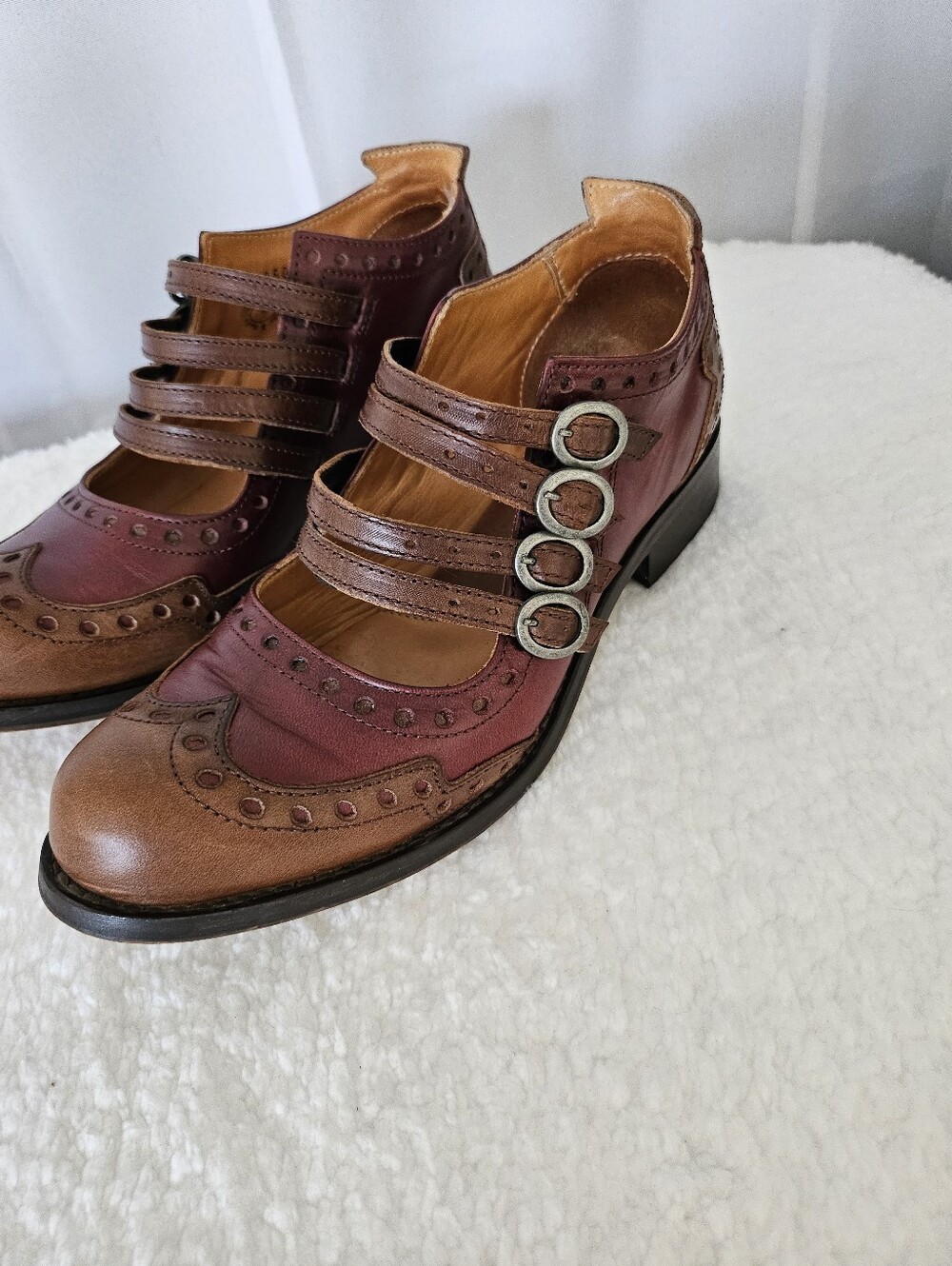 Vintage-John Fluevog  Adrian Alli 4-Buckle Mary Jane  Brogue Wingtip Shoes US 9